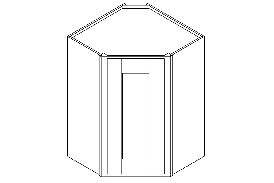 Diagonal corner wall cabinet