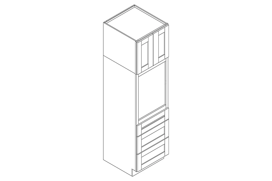 Double-oven cabinet with three drawers