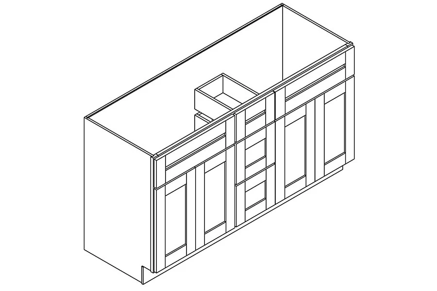Vanity with three center drawers