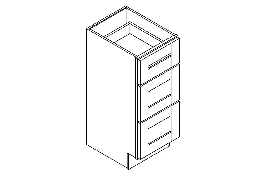 Three-drawer vanity base