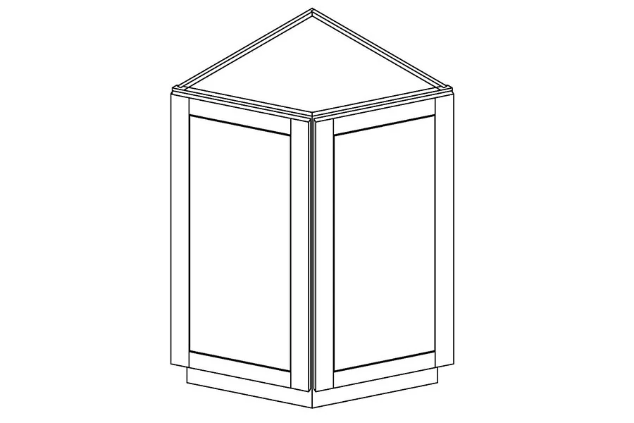 Angled base end cabinet