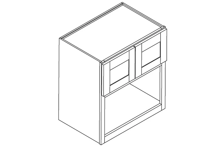 Wall microwave cabinet with open shelf