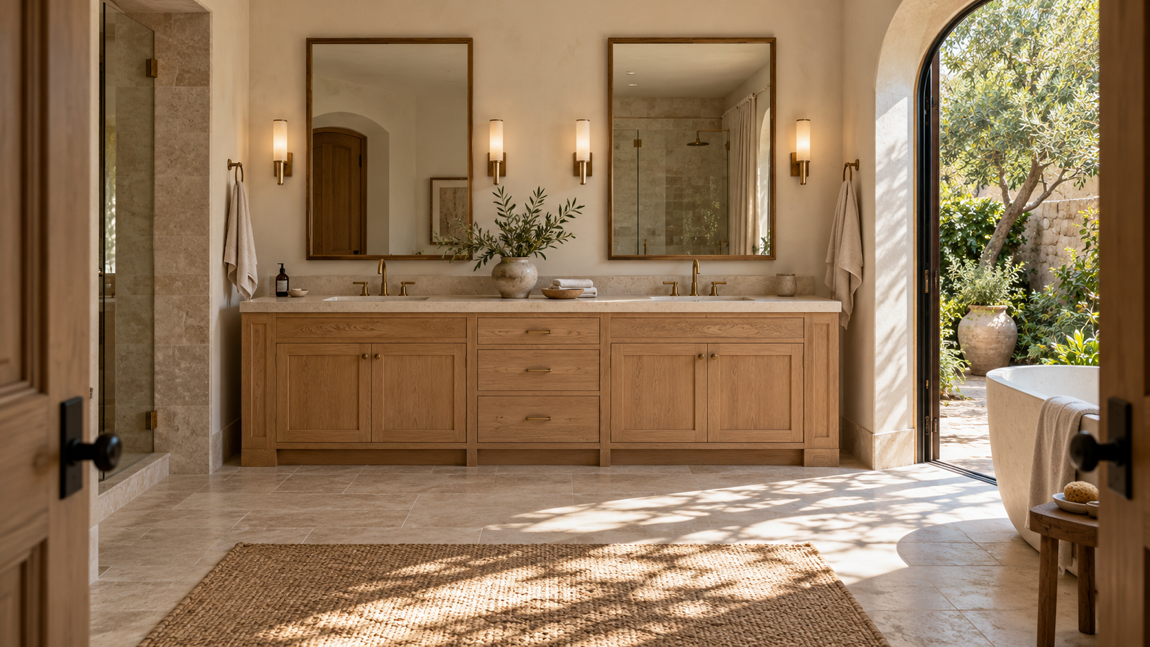 Oak Tone bathroom, complete room view