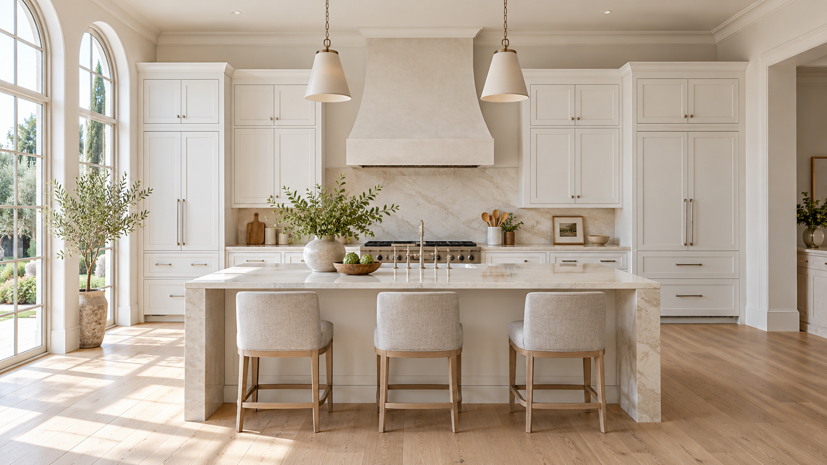 Pure White kitchen, complete room view